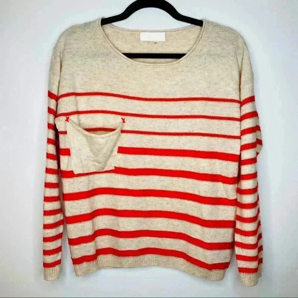 Adorable Orange & Cream Striped Sweater Size M​​ - Picture 1 of 11